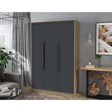 Шкаф распашной Тренд КТ-Ш3 (Дуб золотой ЛДСП/ Пепел ЛМДФ) Ш1360 В2128 Г547